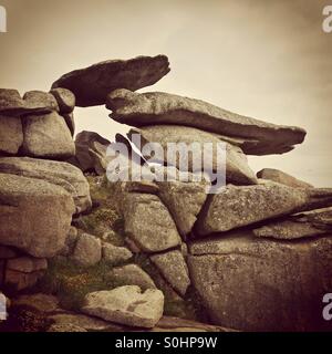 Pulpito di roccia in St. Mary's, isole Scilly, Cornwall Inghilterra Foto Stock