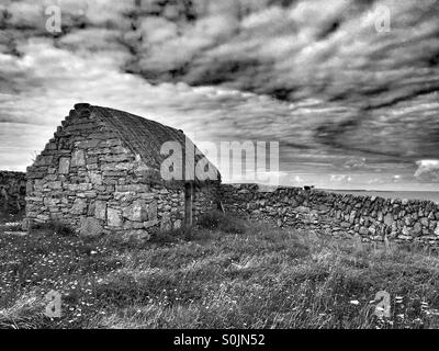 Traditional Irish cottage su INISH (Fine) Meain, Isole Aran Foto Stock