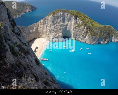 Naufragio spiaggia di Navagio beach a Zante, Grecia Foto Stock