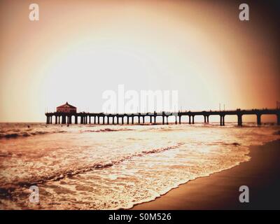 Manhattan Beach jetty a Los Angeles Foto Stock