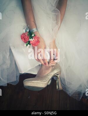 Scarpe da sposa Foto Stock