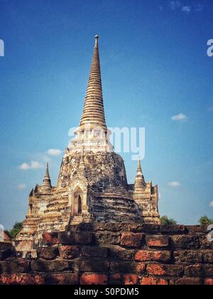 I resti di un tempio in Ayutthaya, Thailandia Wat Phra Si Sanphet Foto Stock