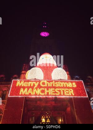 Buon Natale segno, Manchester Mercatino di Natale Foto Stock