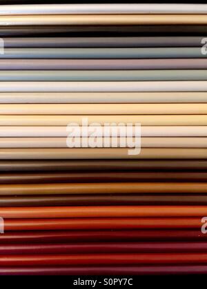 Marrone, grigio e beige matite colorate allineate in una fila. Foto Stock