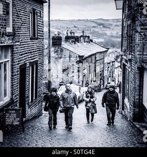 Haworth high street, Yorkshire. Foto Stock