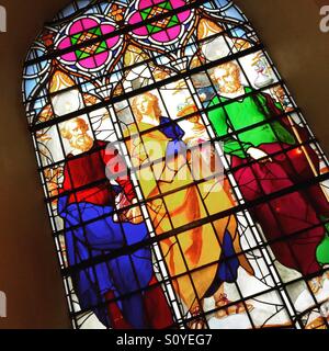 Il vetro macchiato di St Anne's church, Manchester Foto Stock