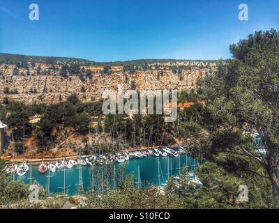 Porto Miou calanque de Cassis Francia Foto Stock