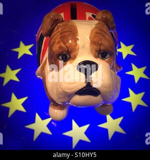 British bulldog siede in Unione Europea cerchio Foto Stock