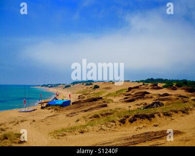 Issos spiaggia di dune di sabbia, Corfù, Grecia Foto Stock