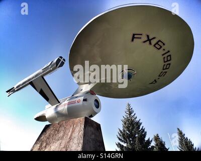 Una Star Trek style starship, la mascotte di città in Vulcan, Canada. Foto Stock