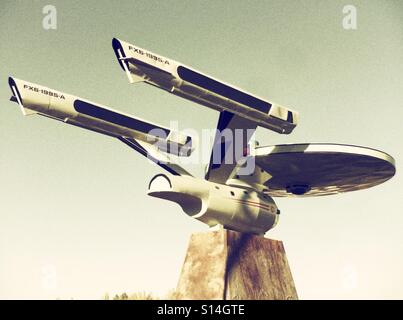 Una Star Trek style starship, la mascotte di città in Vulcan, Canada. Foto Stock