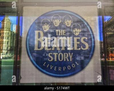 La storia dei Beatles firmano, Liverpool, Regno Unito Foto Stock