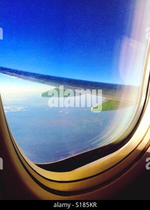 Vista dall'aereo oblò. Foto Stock