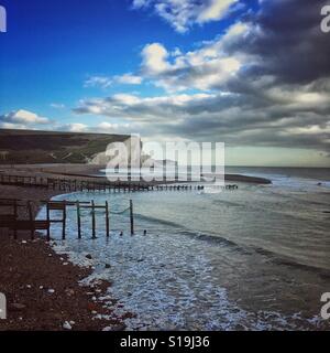 Vista di sette sorelle, Sussex, Regno Unito Foto Stock