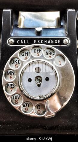 Vecchio telefono rotante close-up Foto Stock