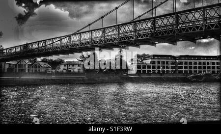 Wilford ponte di sospensione, Nottingham, Nottinghamshire, East Midlands, Inghilterra Foto Stock