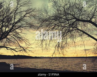 Ammersee (Lago Ammer) al tramonto, Germania Foto Stock