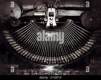 Close up della macchina da scrivere lettera typebar timbri Foto Stock