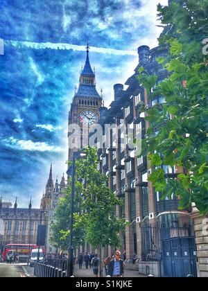 Il Big Ben, la Casa del Parlamento e di Portcullis House, London, Regno Unito Foto Stock