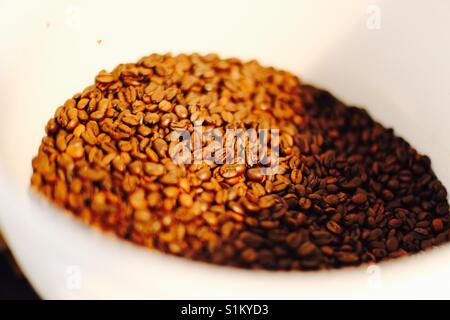 Appena il caffè torrefatto in grani Foto Stock