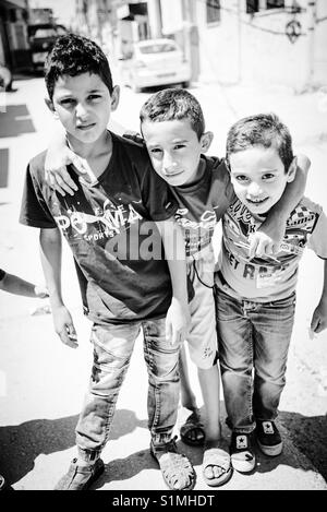 I bambini rifugiati in Arroub Camp di Betlemme, Palestina. Foto Stock