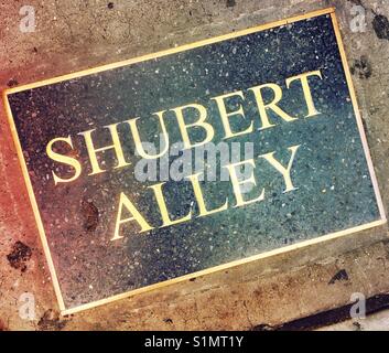 Schubert alley segno di pietra, area di Broadway times square NYC Foto Stock