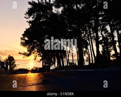 Sunrise in Dkala sull isola di Kefalonia nel mar Ionio in Grecia Foto Stock