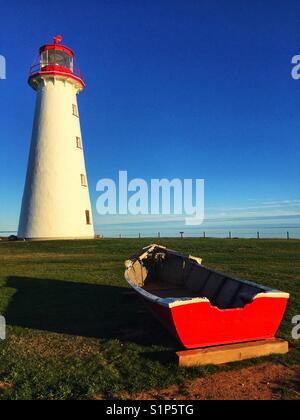 Faro nel punto Prim, Prince Edward Island. Foto Stock