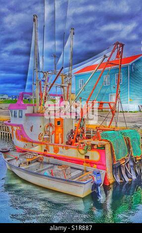 La pesca a strascico, Cook's Harbour, Grande Penisola Settentrionale, Terranova, Canada. Con il nome di e dopo il Capitano James Cook nel 1764 durante la compilazione di un questionario di Terranova. Foto Stock