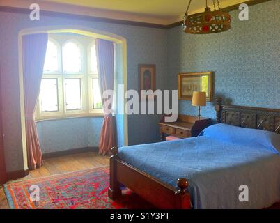 Camera da letto blu a Grange, Ramsgate, costruito dall'architetto gotico Augustus Pugin come la casa di famiglia Foto Stock