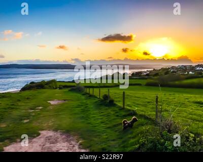 Sunset over Exmouth Devon Foto Stock