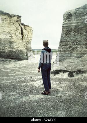 In piedi sul fondo del Cretaceo era oceano pavimento in Kansas Foto Stock