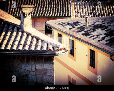 Vista sui tetti delle case e case di Soller Mallorca Spagna Spain Foto Stock