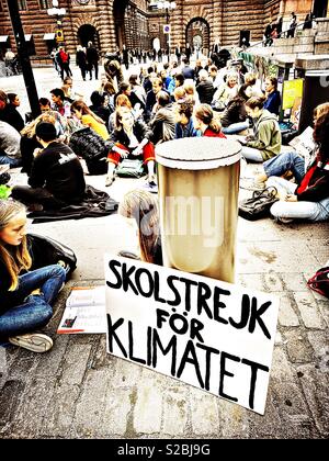 Scuola svedese bambini nel cambiamento climatico protesta, Stoccolma Foto Stock