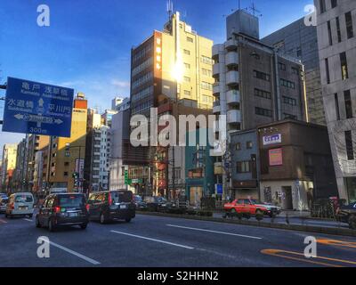 La strada principale di Jinbō-cho, Chiyoda-Ku, Tokyo, Giappone. Presa nel febbraio 2019 [0000] Foto Stock