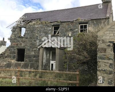 Casa abbandonati - cottage a Porth Ysgo vicino Aberdaron e Rhiw 16 ottobre 2018. Il Galles del Nord. Foto Stock