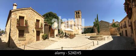 Square, vista panoramica. A Pedraza, Spagna. Foto Stock