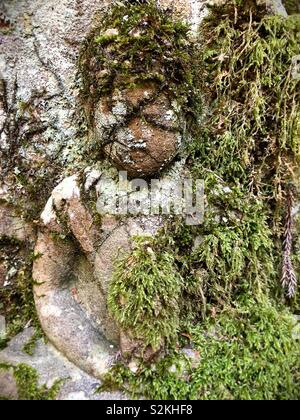 Un muschio coperto pietra tomba presso il cimitero di Okunoin in Koyasan, Giappone. Foto Stock