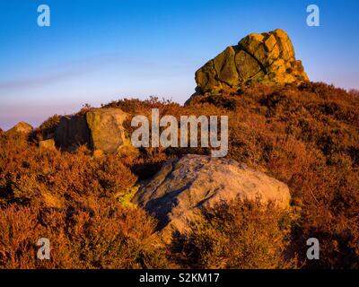 Roccia Ashover noto anche come Fabrick vicino Ashover nel Derbyshire Peak District Foto Stock