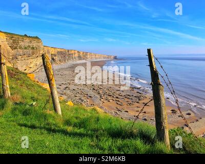 Glamorgan heritage coast cercando da Monknash verso il punto di Nash, Aprile. Foto Stock