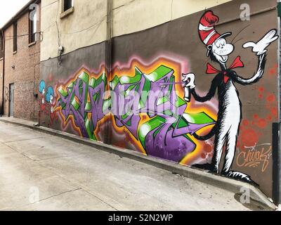Il gatto col cappello murale a Toronto in Canada. Foto Stock