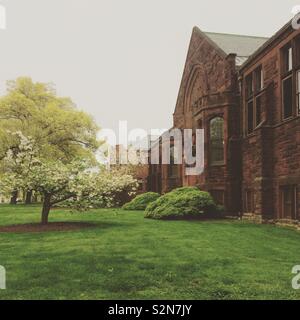 Vista la primavera del Mount Holyoke College campus, South Hadley, Massachusetts, Stati Uniti Foto Stock