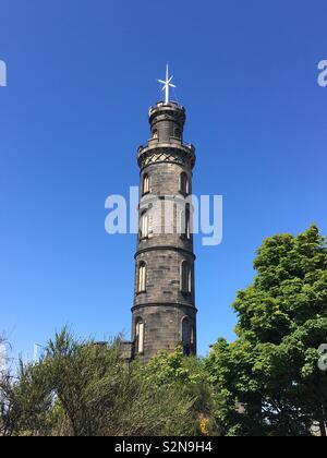 Monumento Nelson, Calton Hill, Edimburgo Foto Stock