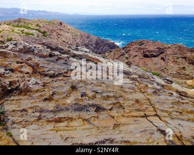 Erosione di vento al Parco Naturale di Cap de Creus. Catalonia . Spagna Foto Stock