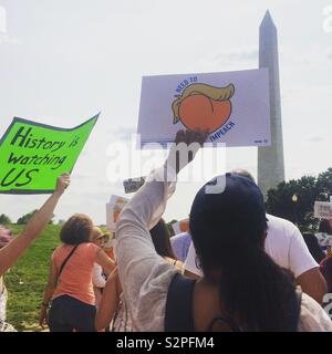 Il 2 giugno 2019, a Washington, Stati Uniti. La gente vicino al Monumento di Washington a livello nazionale da marzo a Impeach Donald Trump. Foto Stock