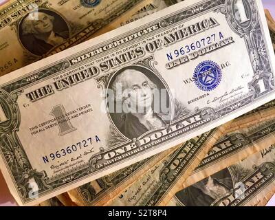 Certificato Silver Series 1957A1 dollaro close up Foto Stock