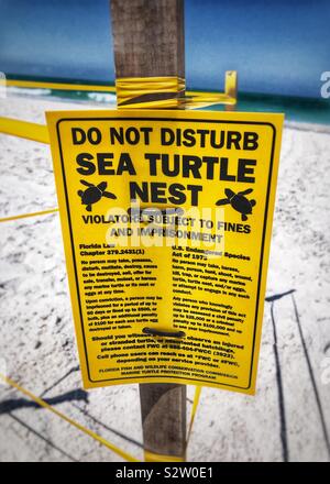 Non disturbare - Sea Turtle Nest - Anna Maria Island, Florida USA Foto Stock