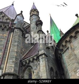 Vista della cattedrale di Nidaros a Trondheim, Norvegia Foto Stock