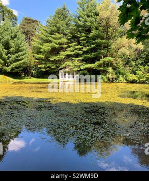 Stagno sui motivi di Frelinghuysen Morris House & Studio, Lenox, Massachusetts, Stati Uniti Foto Stock