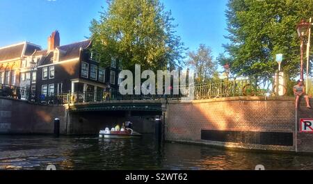 Amsterdam canal cruise Foto Stock